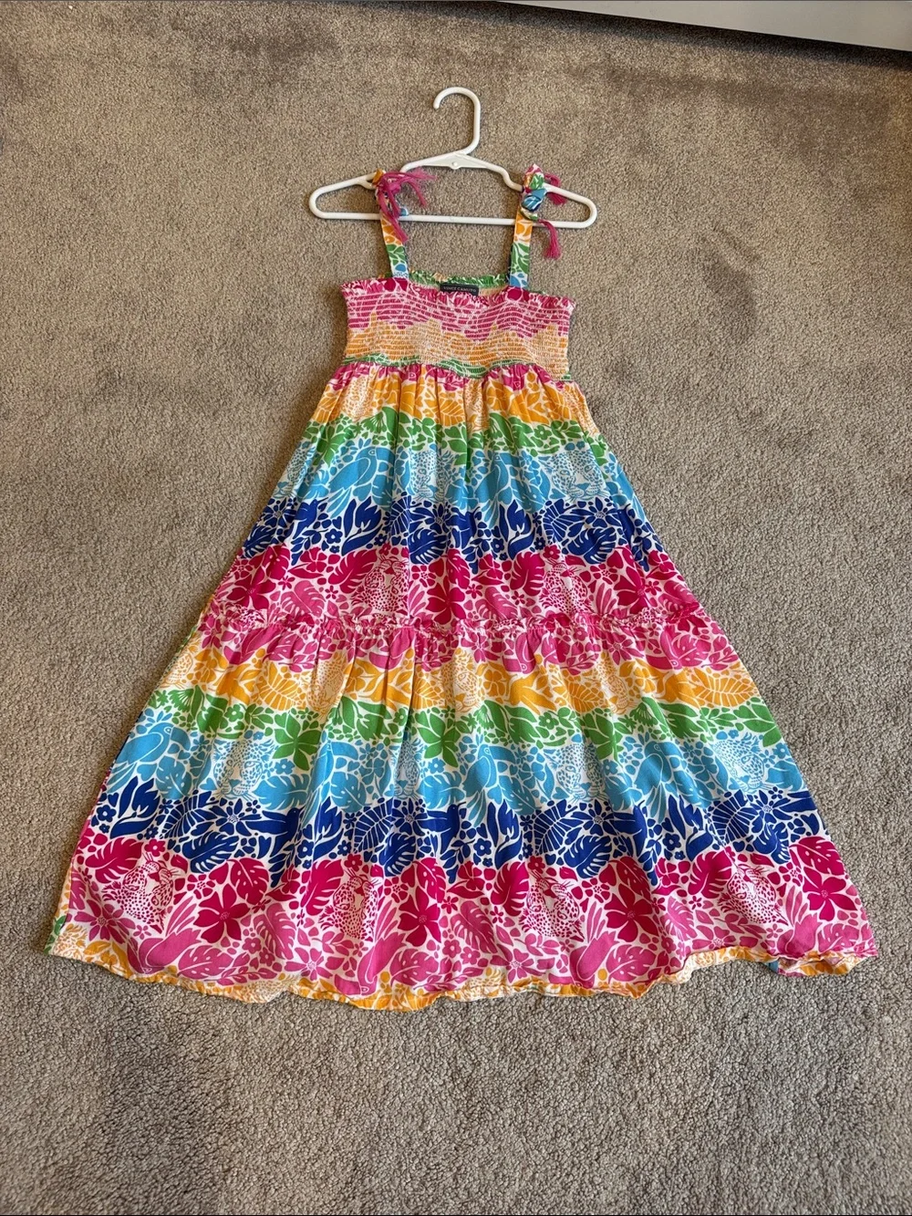 Vince Camuto Girls Rainbow Floral Maxi Dress - Pink Blue Green Yellow Orange